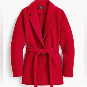 J Crew Camilla Red Italian Boiled Wool Wrap Coat RED